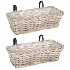vidaXL Hanging Planter Basket GENDT 2 pcs Natural Grey 48 x 22 x 15 cm 2