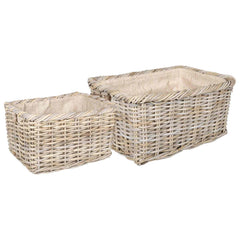 vidaXL Firewood Basket GENDT 2 pcs Natural Grey Kubu Rattan 2