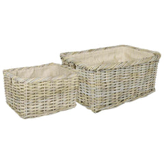 Firewood Basket GENDT 2 pcs Natural Kubu Rattan Grey