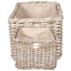 vidaXL Firewood Basket GENDT 2 pcs Natural Grey Kubu Rattan 6