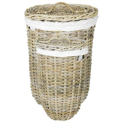 Laundry Basket with Lid GENDT 2 pcs Natural Kubu Rattan Grey