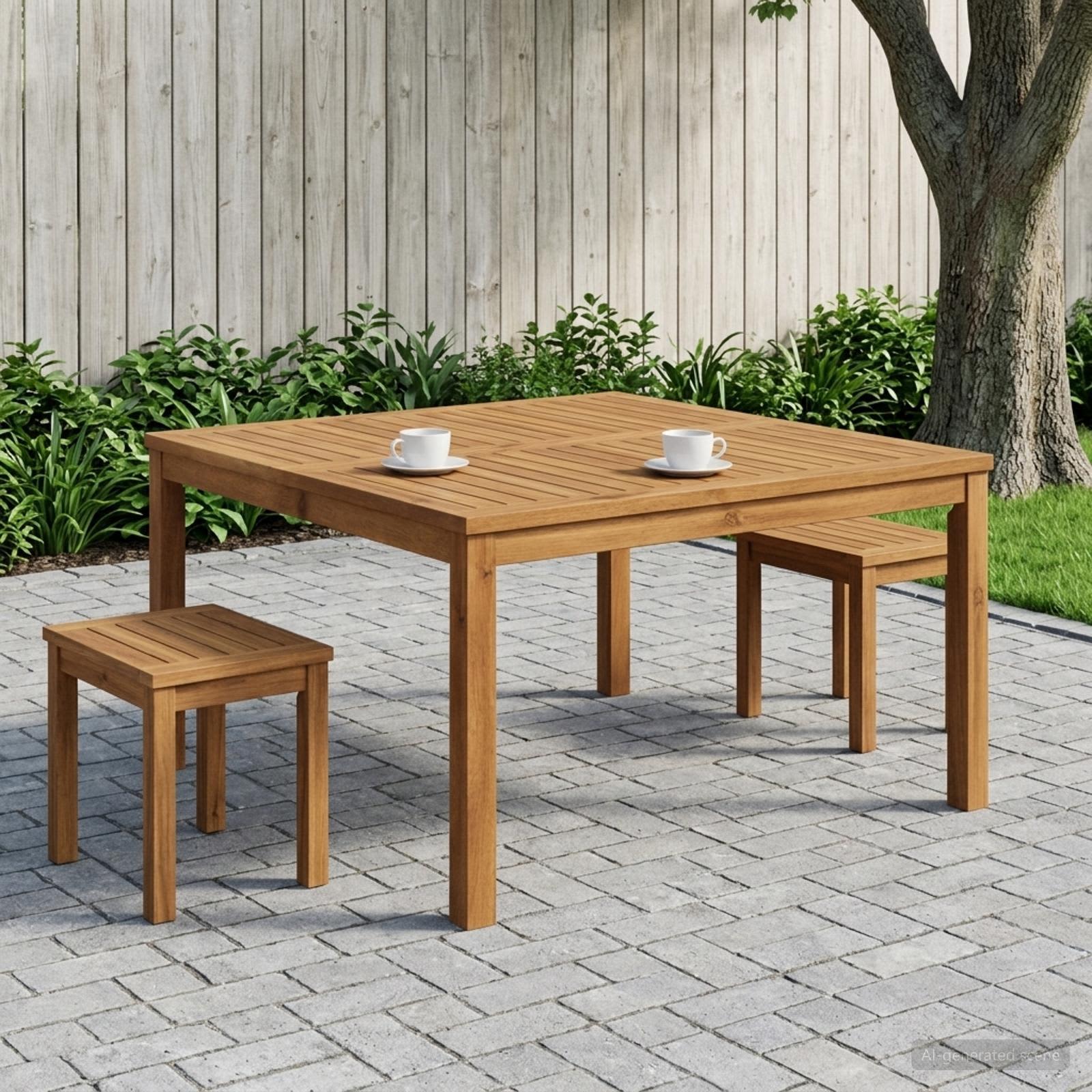 vidaXL Coffee Table Natural 100 x 100.5 x 45 cm Solid Acacia Wood 1