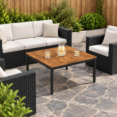 Coffee Table NAARDEN Natural and black 100 cm 100.5 cm
