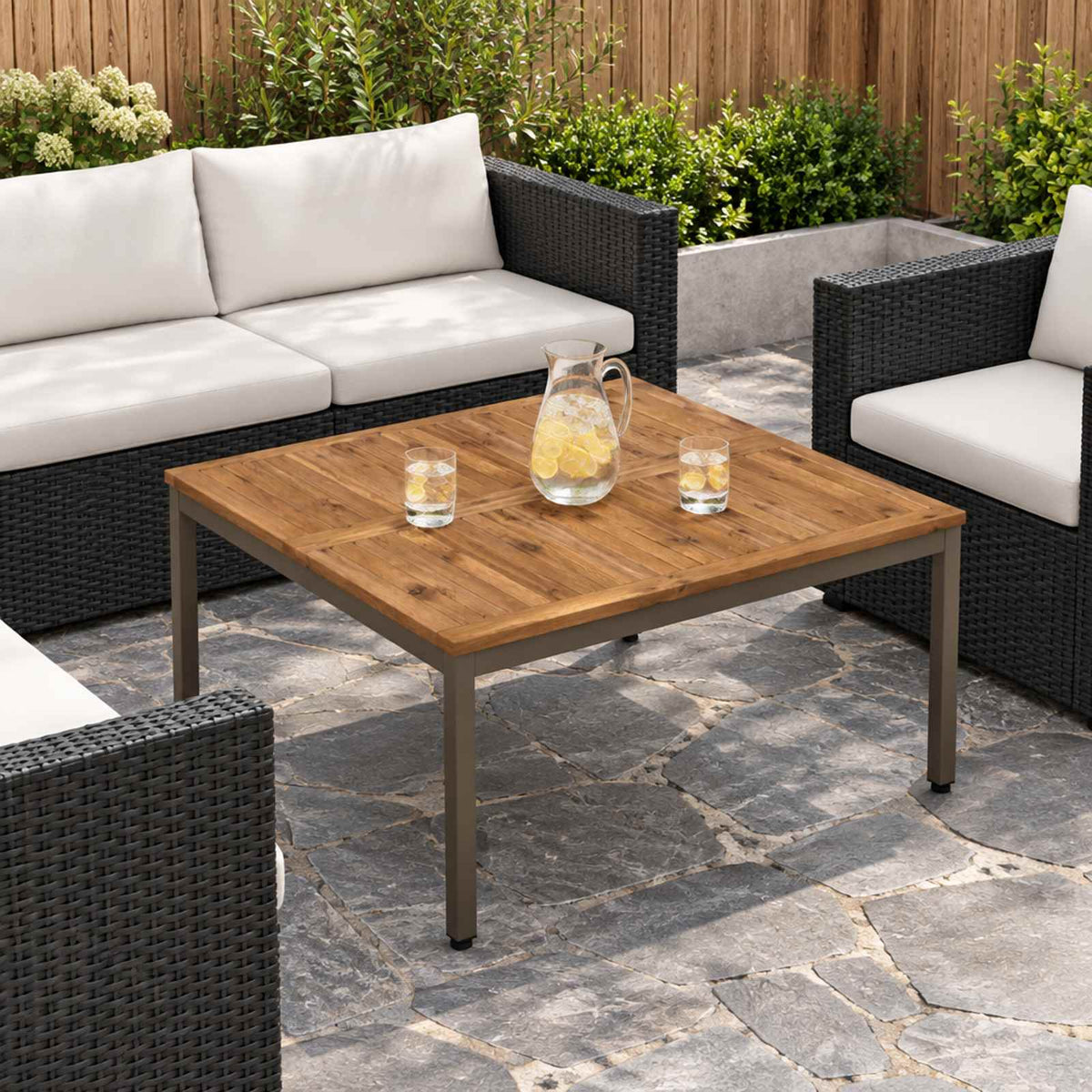 Coffee Table NAARDEN Natural and coffee 100 cm 100.5 cm