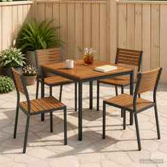 vidaXL Garden Dinner Table Natural and Black 80 x 80.5 x 75 cm 1