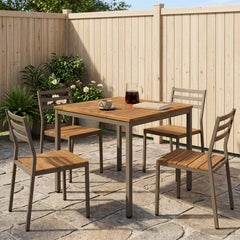 vidaXL Garden Dinner Table Natural and Coffee 80 x 80.5 x 75 cm 1