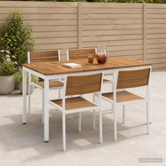 vidaXL Garden Dinner Table Natural and White 108.5 x 55 x 75 cm 1