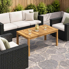 vidaXL Coffee Table Solid Acacia Wood Whitewash