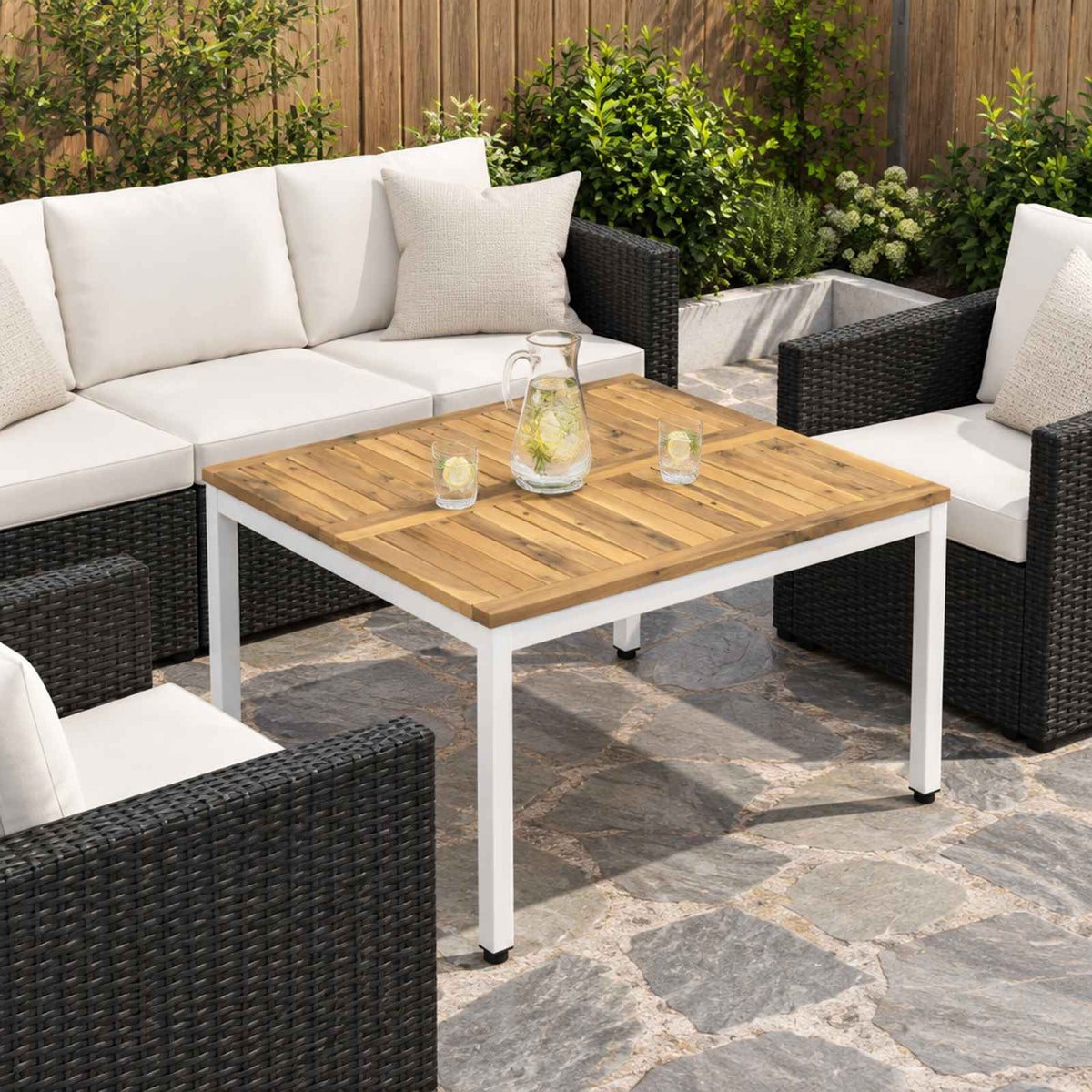 Coffee Table NAARDEN Whitewash 80 cm 80.5 cm