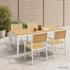Garden Dinner Table NAARDEN Whitewash 147 cm 88.5 cm