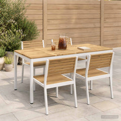 Garden Dinner Table NAARDEN Whitewash 180 cm 88.5 cm