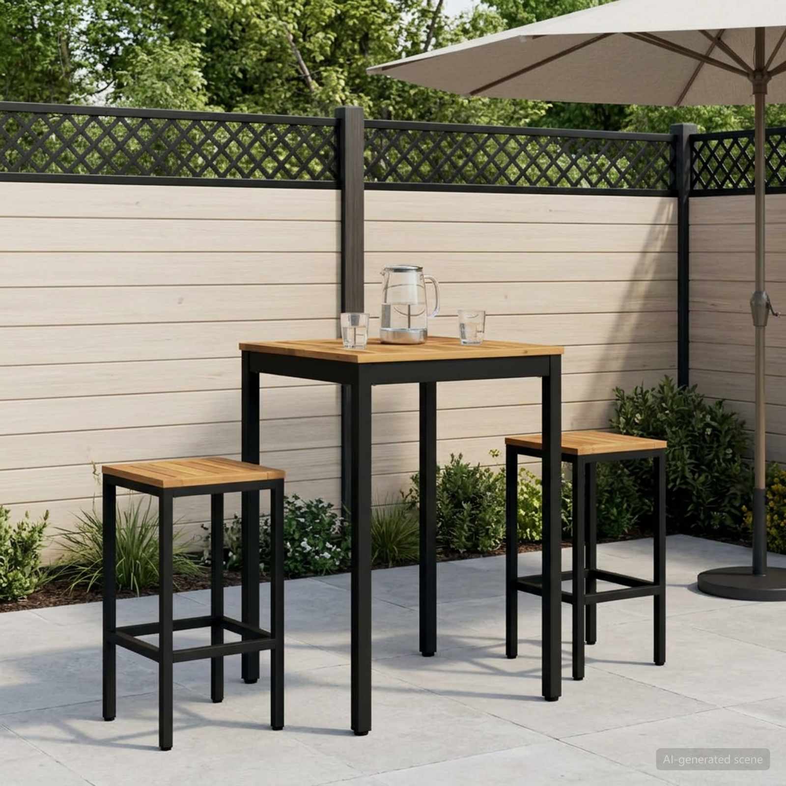 vidaXL Garden Bar Table White and Black 60 x 60.5 x 105 cm 1