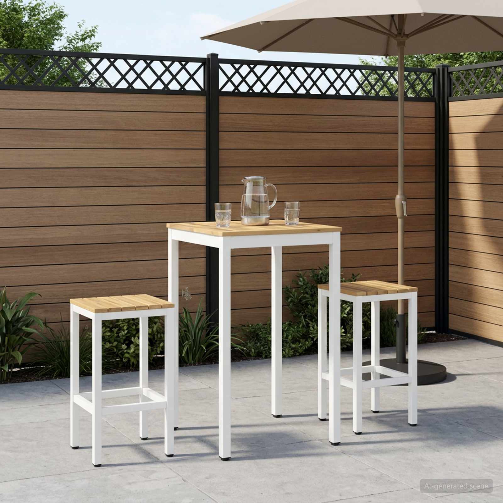 vidaXL Garden Bar Table White 60 x 60.5 x 105 cm Solid Acacia Wood 1