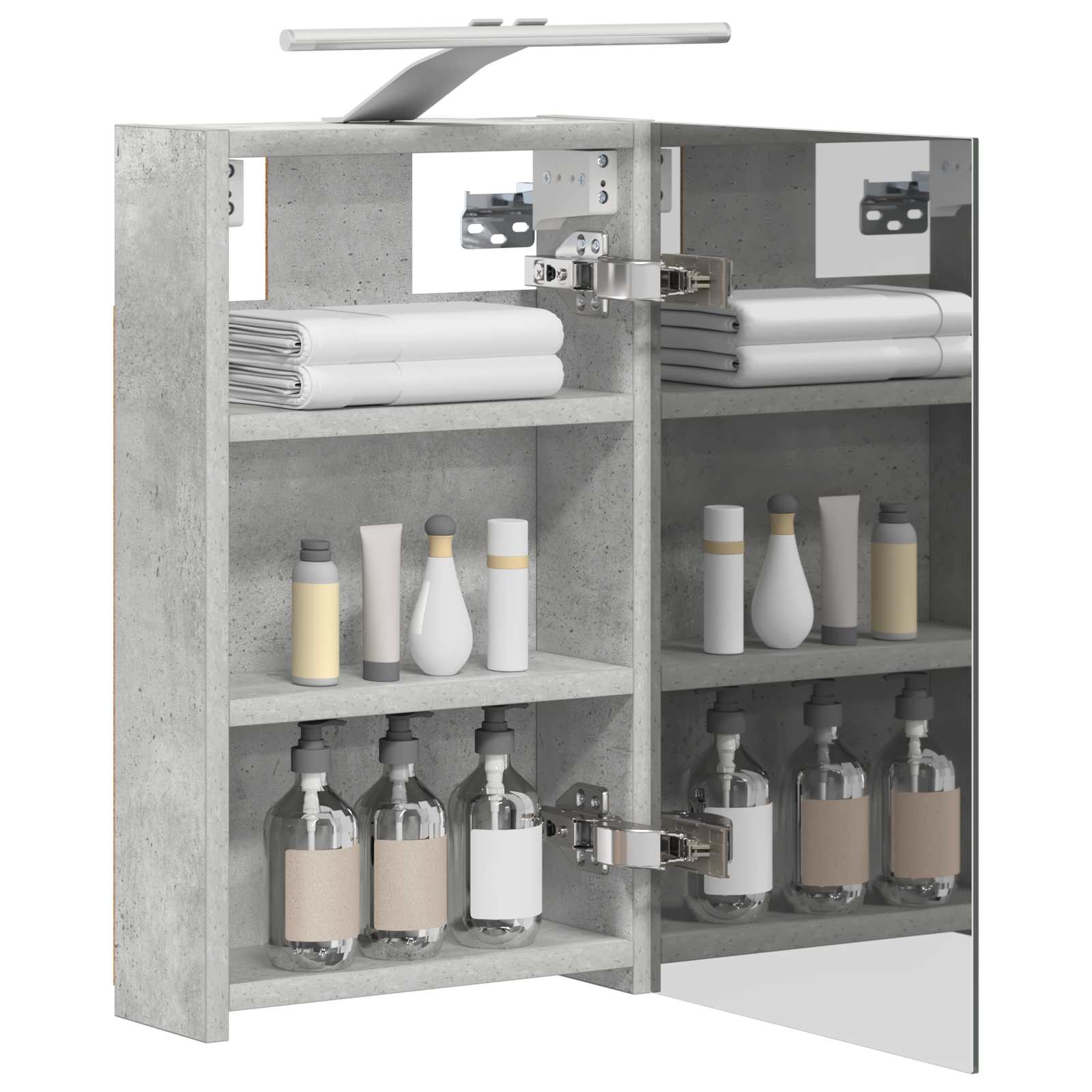 vidaXL Bathroom Mirror Cabinet Concrete Grey 30 x 10.5 x 50 cm 3