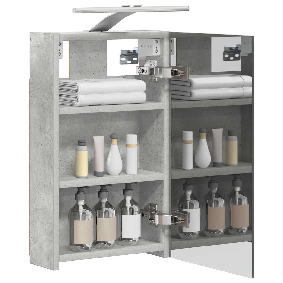 Bathroom Mirror Cabinet with LED Depth 10.5 cm Concrete grey
