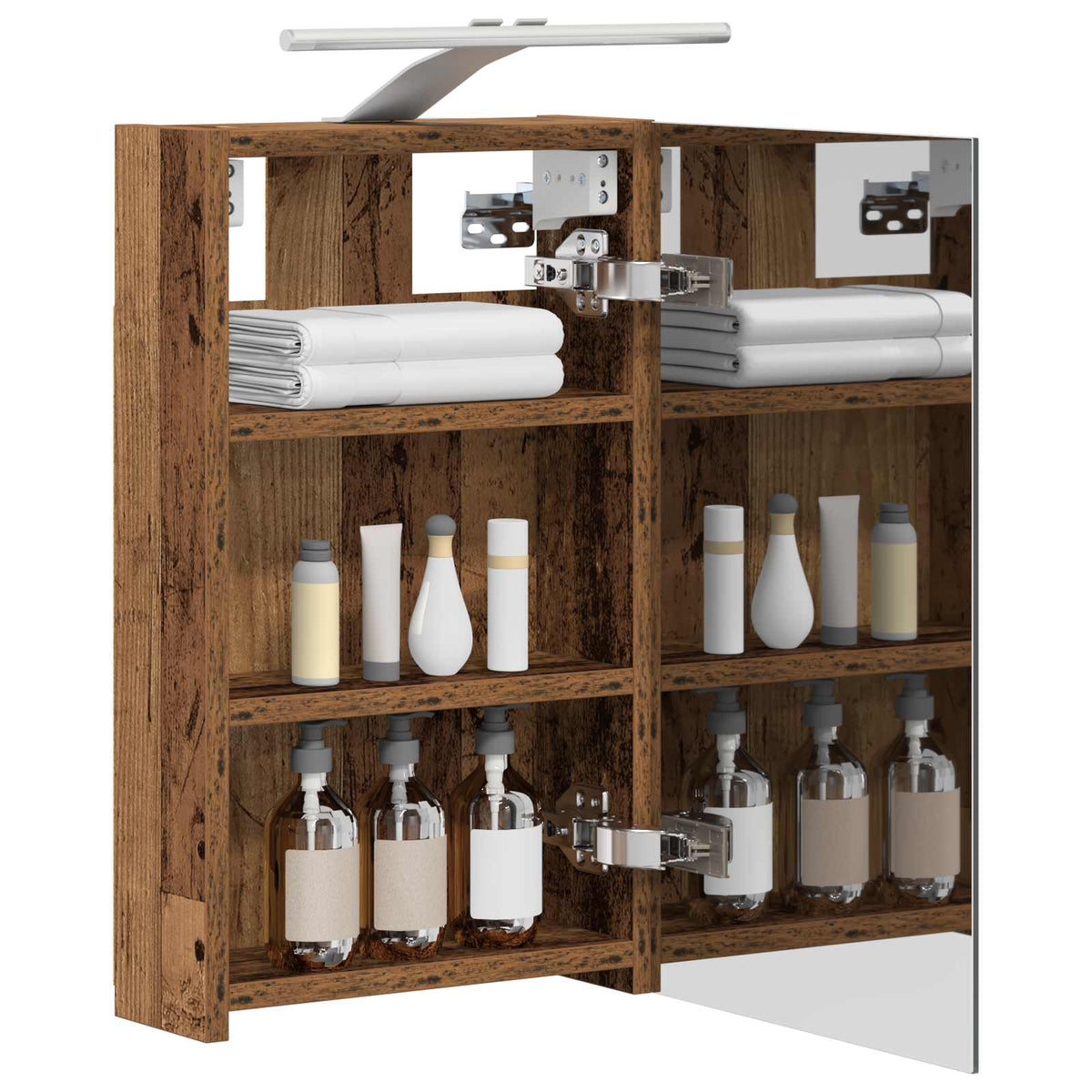 Bathroom Mirror Cabinet with LED Depth 10.5 cm Old wood