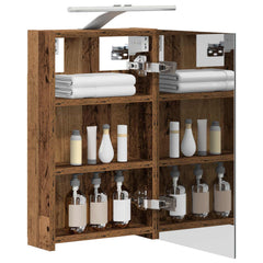 Bathroom Mirror Cabinet with LED Depth 10.5 cm Old wood