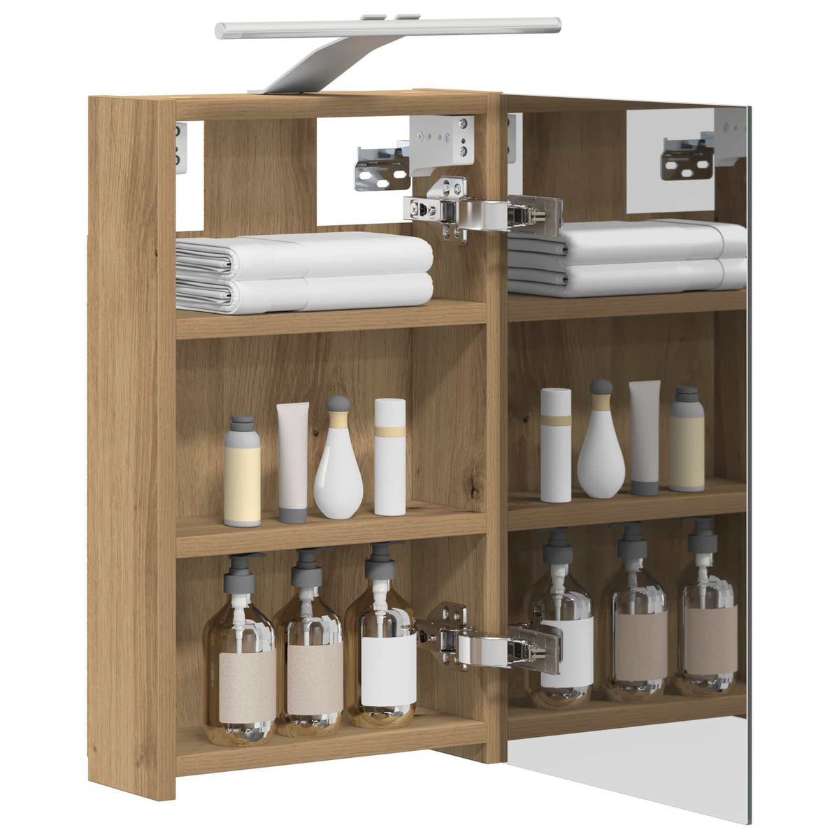 Bathroom Mirror Cabinet with LED Depth 10.5 cm Artisan oak