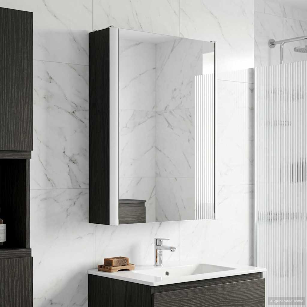 vidaXL Bathroom Mirror Cabinet Black Oak 33 x 11.5 x 50 cm 4