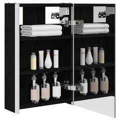 vidaXL Bathroom Mirror Cabinet Black Oak 33 x 11.5 x 50 cm 3