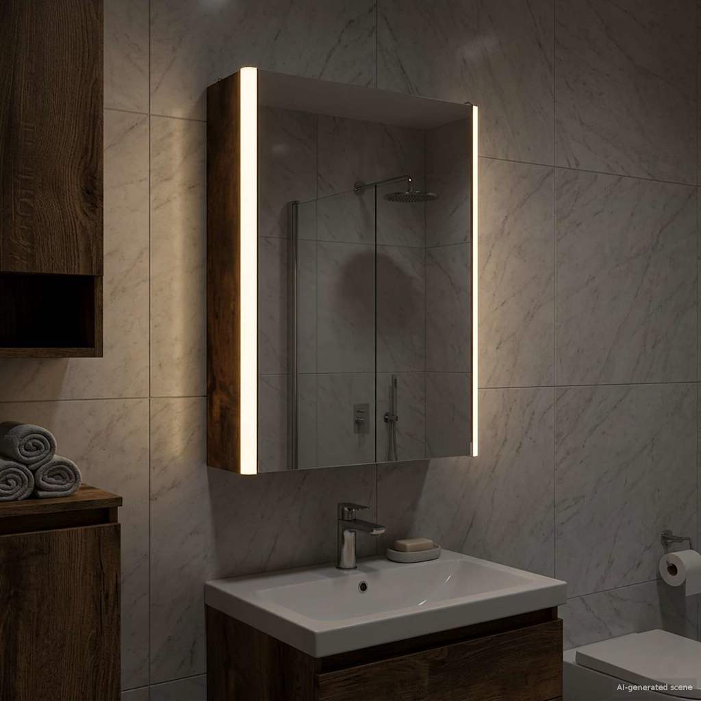 vidaXL Bathroom Mirror Cabinet Smoked Oak 33 x 11.5 x 50 cm 4