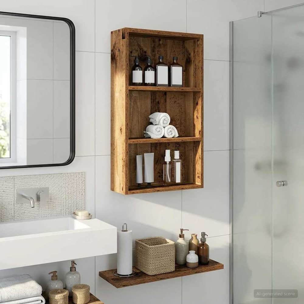 vidaXL Bathroom Wall Cabinet Old Wood 40 x 14 x 70 cm Engineered wood 5
