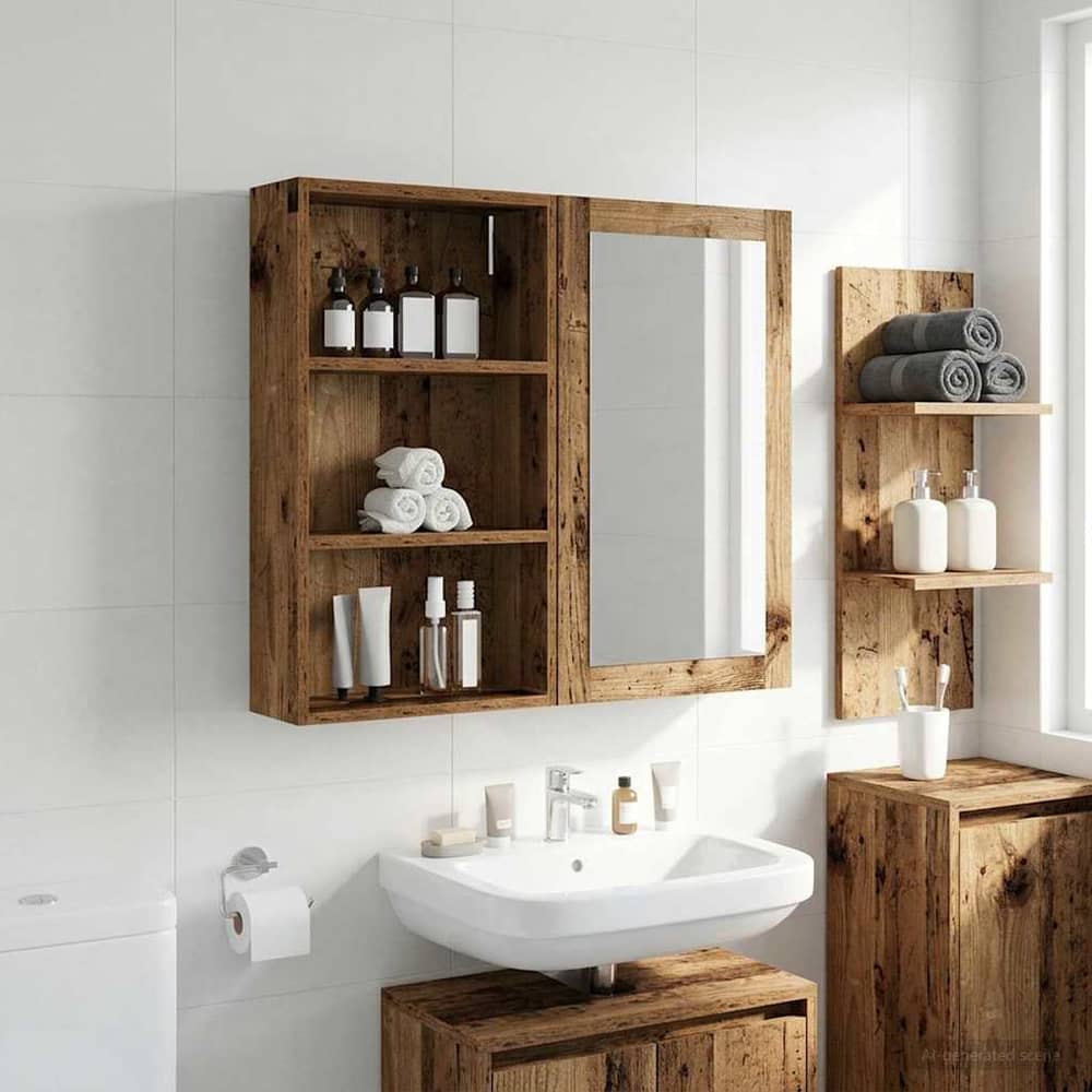 vidaXL Bathroom Wall Cabinet Old Wood 40 x 14 x 70 cm Engineered wood 4