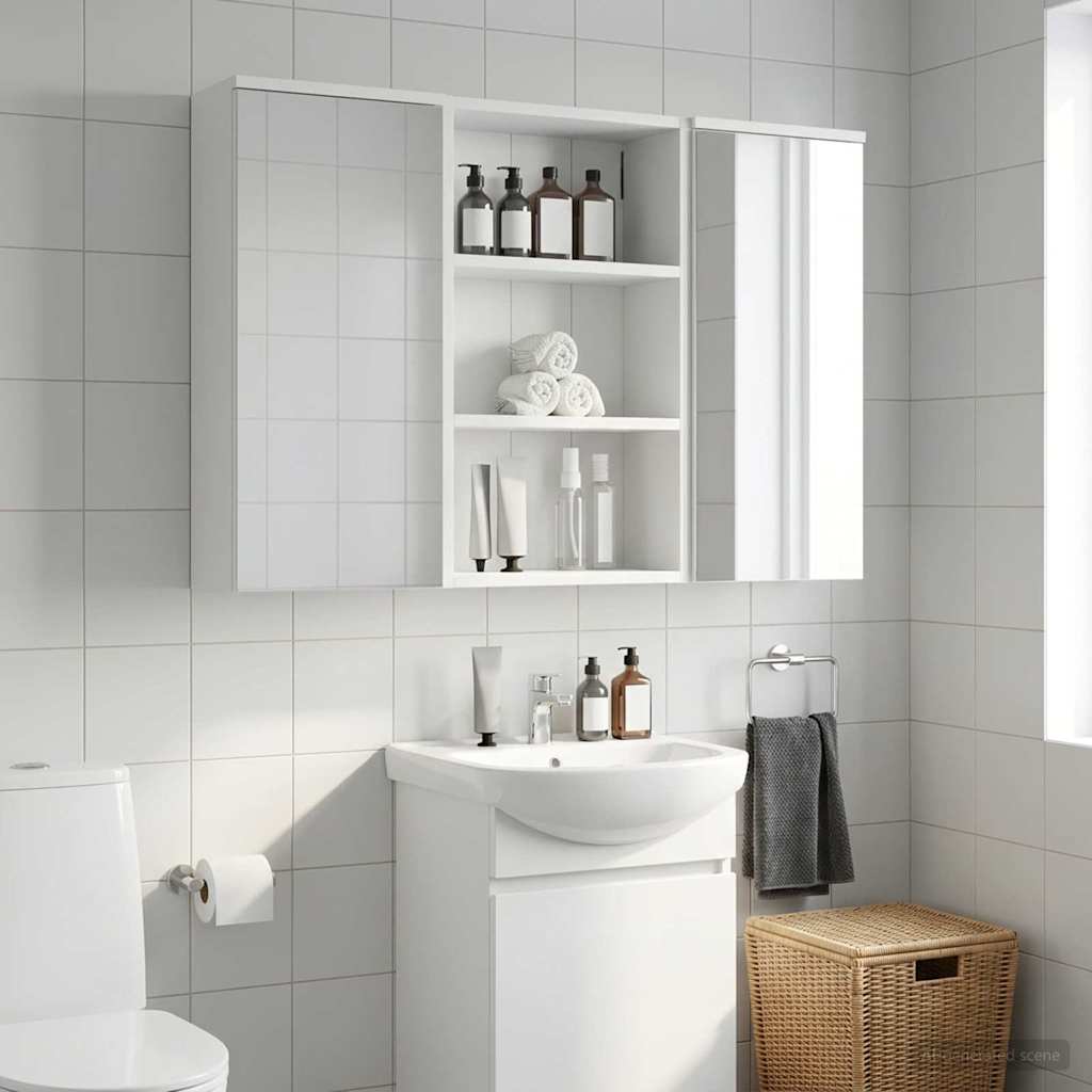 vidaXL Bathroom Wall Cabinet White 40 x 16 x 62.5 cm Engineered wood 1