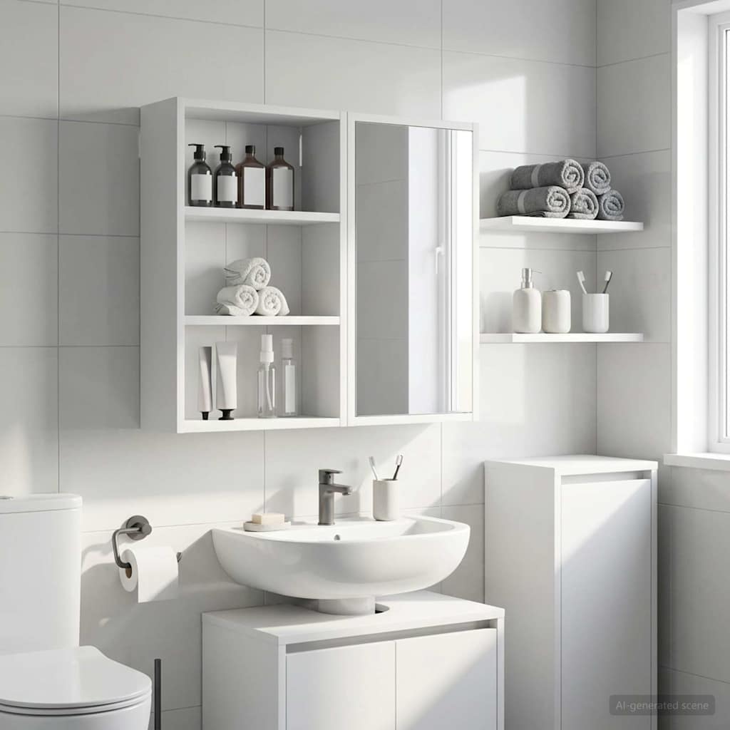 vidaXL Bathroom Wall Cabinet White 40 x 16 x 62.5 cm Engineered wood 5