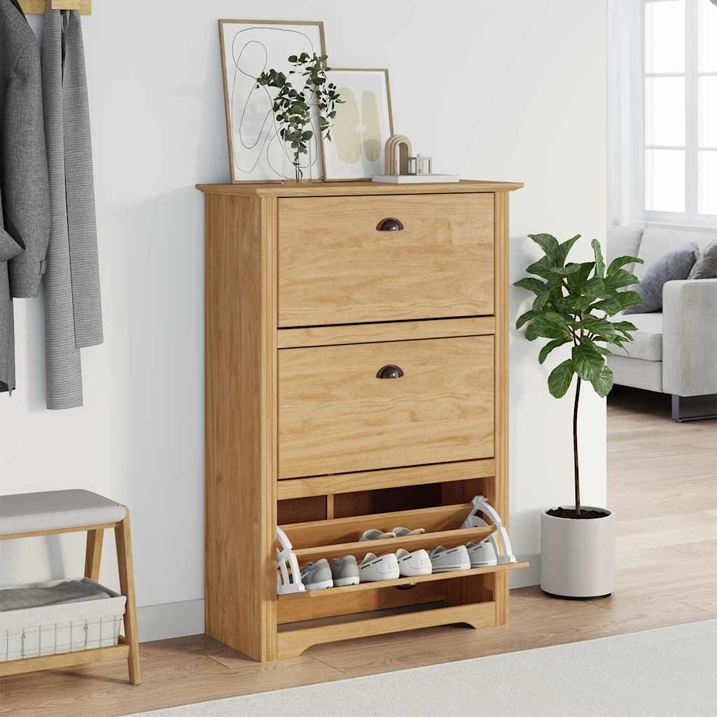 vidaXL Shoe Rack BODO 80 x 35 x 118 cm Engineered Wood Honey Brown 1