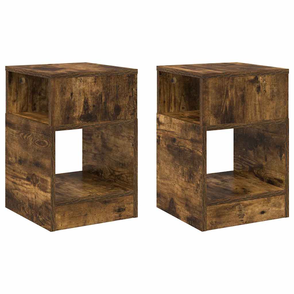 vidaXL End Table 2 pcs Smoked Oak 30.5 x 30 x 45 cm Engineered Wood 2
