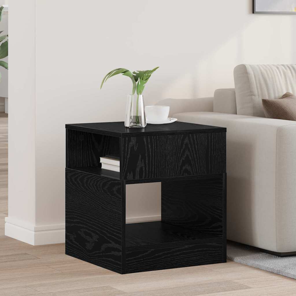vidaXL End Table Black Oak 40.5 x 40 x 45 cm Engineered Wood 1
