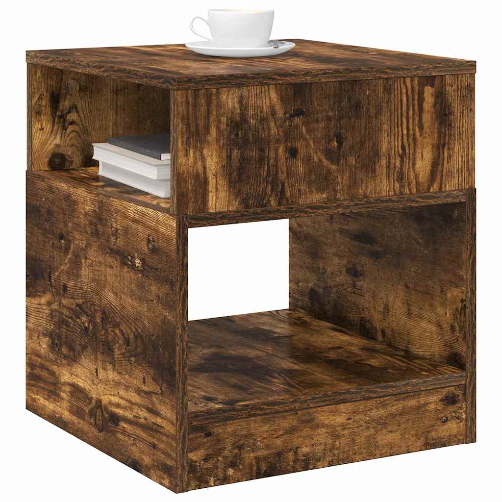 vidaXL End Table Smoked Oak 40.5 x 40 x 45 cm Engineered Wood 3