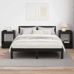 vidaXL End Table 2 pcs Black Oak 40 x 40 x 56 cm Engineered Wood 4