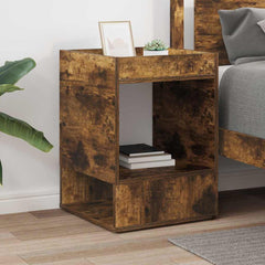 vidaXL End Table Smoked Oak 40 x 40 x 56 cm Engineered Wood 4