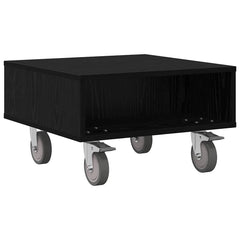vidaXL Side Table with Wheels Black Oak 50.5 x 50 x 30 cm 2