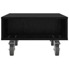 vidaXL Side Table with Wheels Black Oak 50.5 x 50 x 30 cm 5