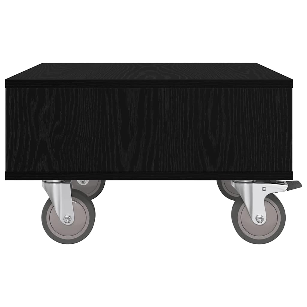 vidaXL Side Table with Wheels Black Oak 50.5 x 50 x 30 cm 6