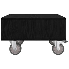 vidaXL Side Table with Wheels Black Oak 50.5 x 50 x 30 cm 6