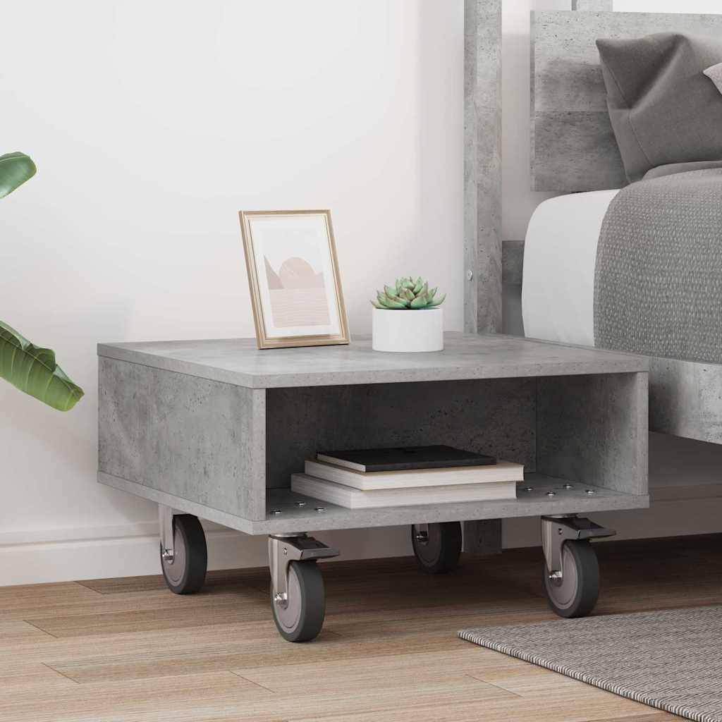 vidaXL Side Table with Wheels Concrete Grey 50.5 x 50 x 30 cm 4