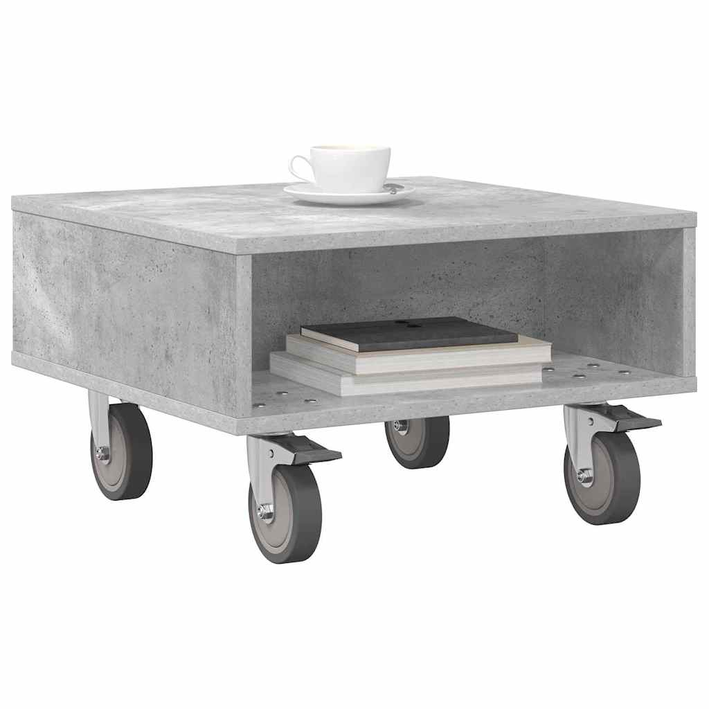 vidaXL Side Table with Wheels Concrete Grey 50.5 x 50 x 30 cm 3