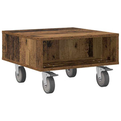 vidaXL Side Table with Wheels Old Wood 50.5 x 50 x 30 cm 2