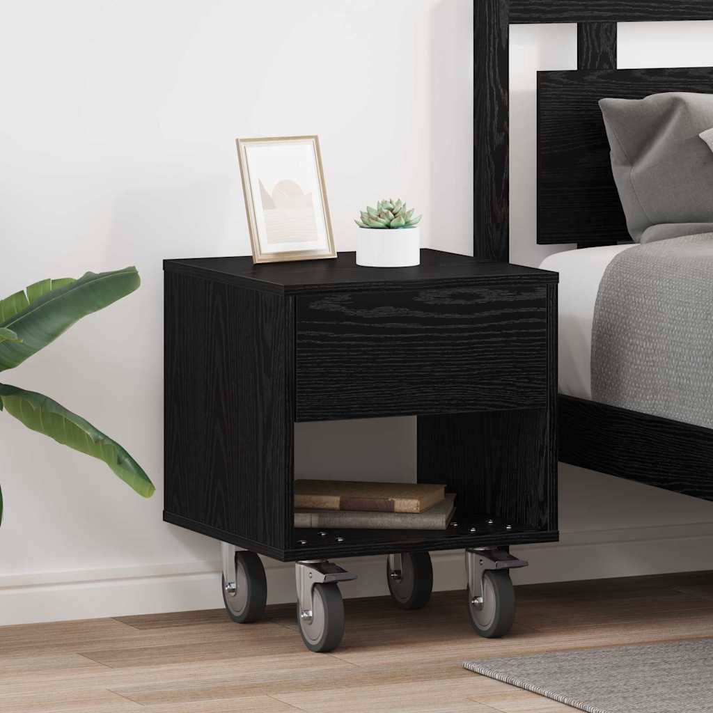 vidaXL Bedside Table 2 pcs Black Oak 40.5 x 40 x 48 cm Engineered Wood 1