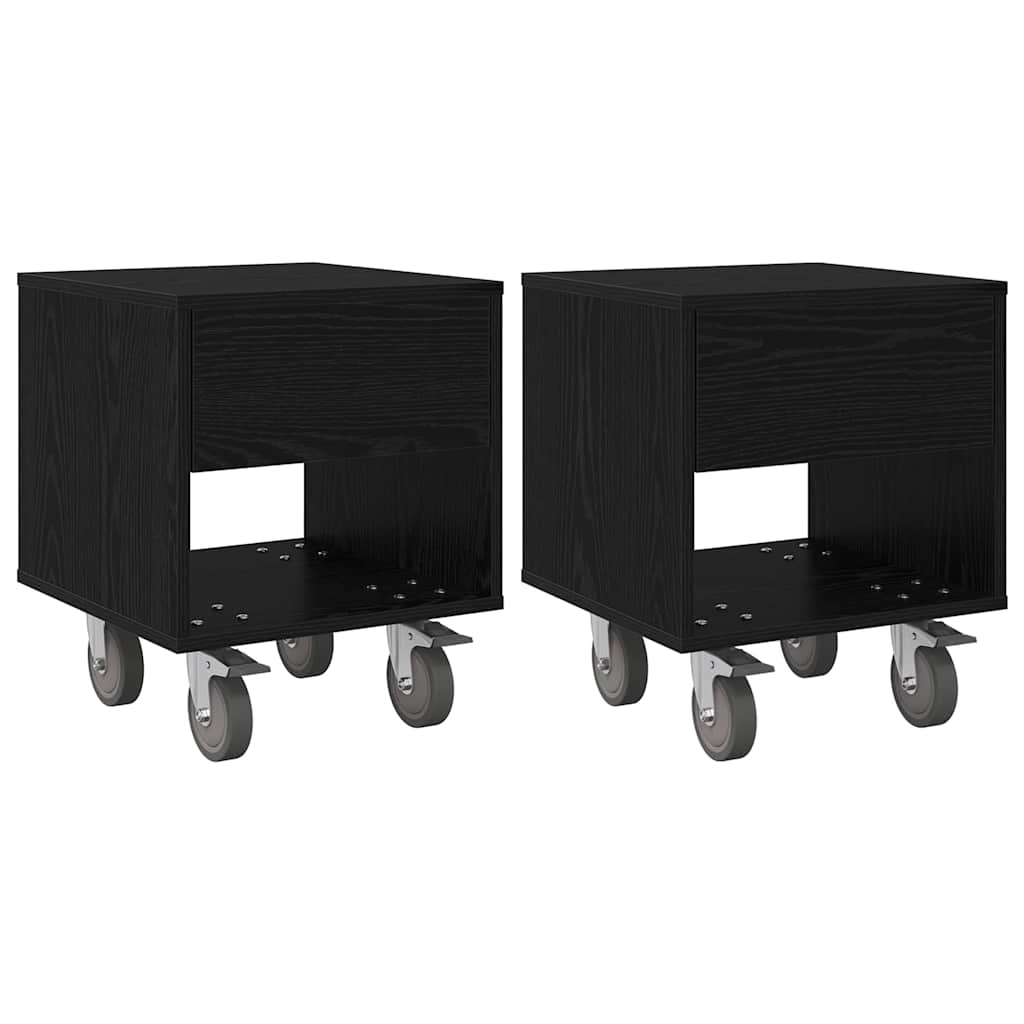 vidaXL Bedside Table 2 pcs Black Oak 40.5 x 40 x 48 cm Engineered Wood 2