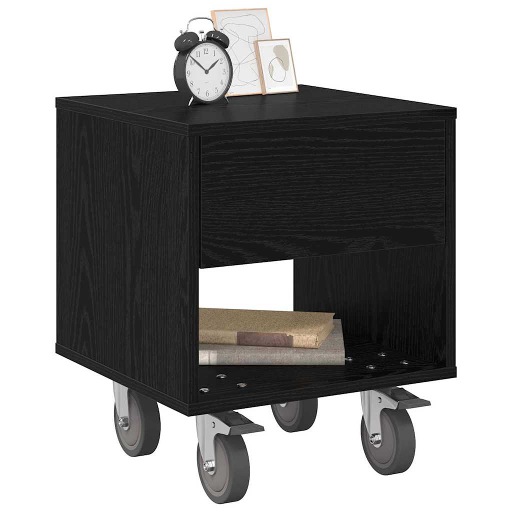 vidaXL Bedside Table 2 pcs Black Oak 40.5 x 40 x 48 cm Engineered Wood 3