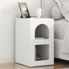 vidaXL Bedside Table ELST White 29.5 x 33.5 x 50 cm Engineered Wood 1