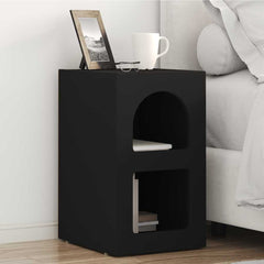 vidaXL Bedside Table ELST Black 29.5 x 33.5 x 50 cm Engineered Wood 1