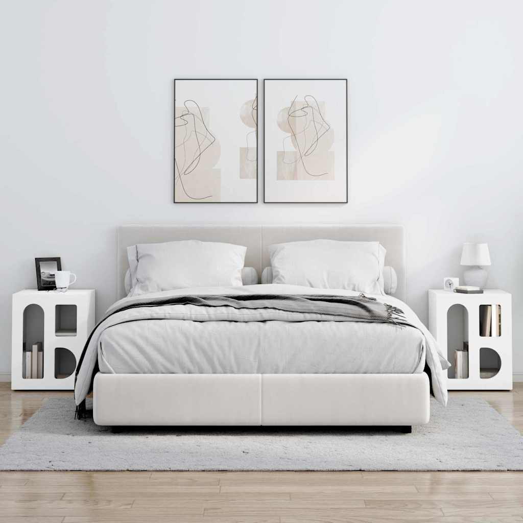 Bedside Table ELST 40 x 35 x 50 cm White 2
