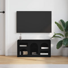 vidaXL TV Cabinet ELST 80 x 35 x 40 cm Black Engineered Wood 4