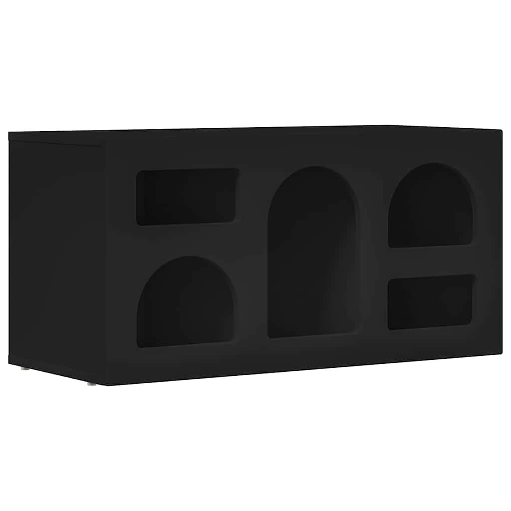 vidaXL TV Cabinet ELST 80 x 35 x 40 cm Black Engineered Wood 2